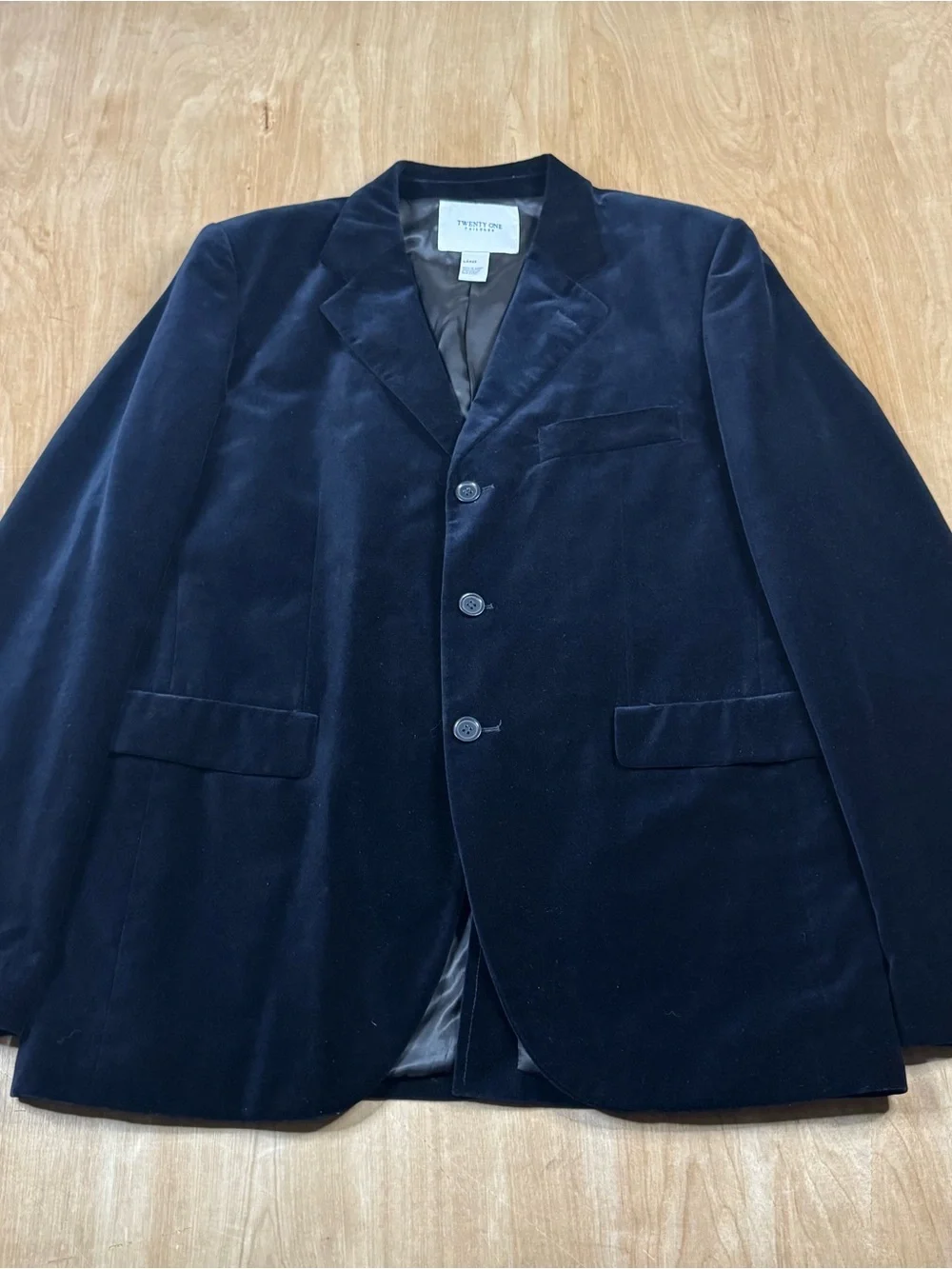 Twenty One Mens Tailored Black Cotton Veveteen Blazer Jacket Size Large.
